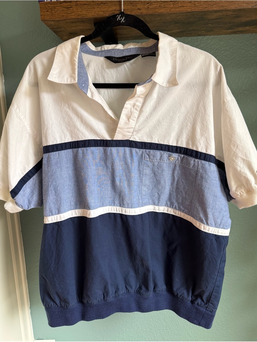 Vintage Dior Rugby Style Pullover Shirt Colorblock Coastal Preppy Nautical